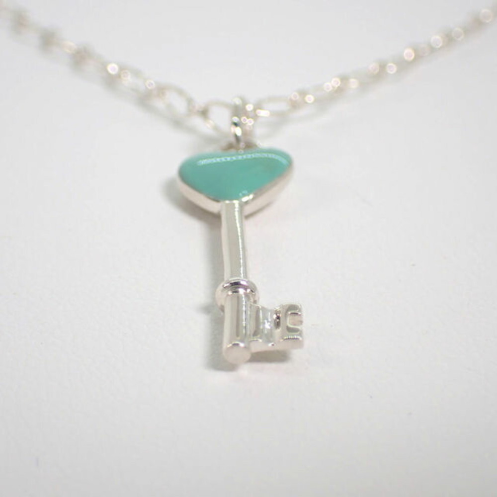 TIFFANY/ 925/blue enamel heart key pendant/necklace - Picture 4 of 10